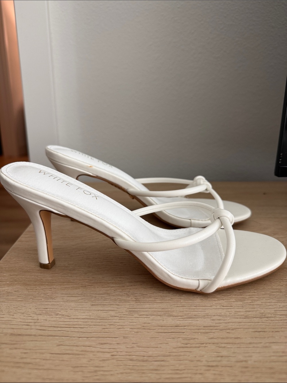 White Fox Boutique White Knot Strap Heeled Sandals - Picture 2 of 7